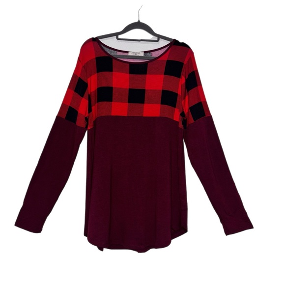 Zenana Outfitters Red and Black Plaid Blouse NWOT - Picture 2 of 8